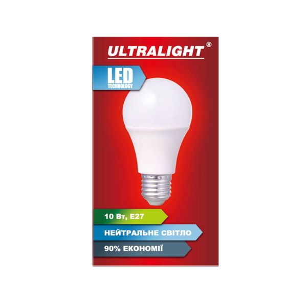 Лампа світлодіодна куля Ultralight A60 10Вт N E27 49125 фото