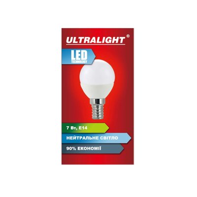 Лампа светодиодная шар Ultralight P45 7Вт N E14 49144 фото