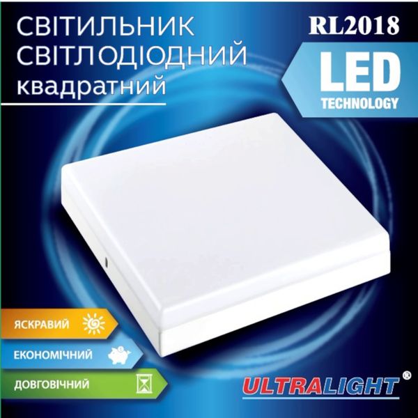 Светильник светодиодный потолочный квадратный Ultralight RL 2018 18Вт 52466 фото