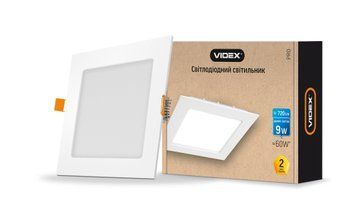 LED світильник вбудований квадрат VIDEX 9W 5000K 24072 фото