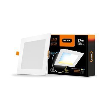 LED світильник з регулюванням колірності, вбудований квадрат VIDEX 12W 3000-6200K С3 24629 фото