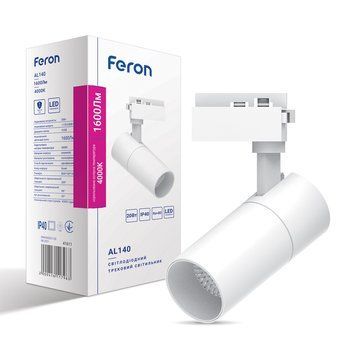 Світлодіодний трековий світильник Feron AL140 20Вт 4000K білий F-41611 фото