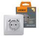 Розетка одинарна із заземленням та 2USB срібний шовк VIDEX BINERA 24899 фото 1