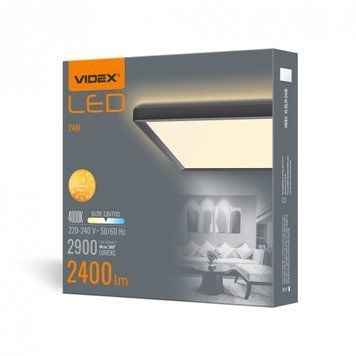 LED світильник з декоративною підсвіткою квадратний VIDEX DL3S 24W 4000K Чорний 27853 фото