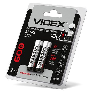 Акумулятор Videx HR6 / AA 600mAh блістер 2шт HR6/600/2DB фото