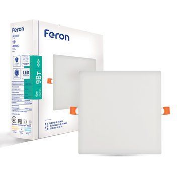 Світлодіодний вбудований світильник Feron AL702 9Вт 4000K білий F-01904 фото