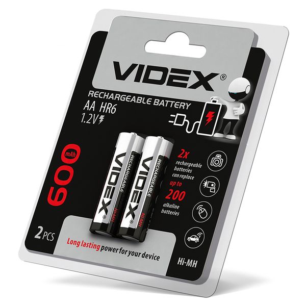 Аккумулятор Videx HR6/AA 600mAh блистер 2шт HR6/600/2DB фото