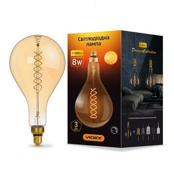 LED лампа VIDEX Filament PS160FASD 8W E27 2200K дімерна бронза 26226 фото