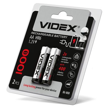 Акумулятор Videx HR6/AA 1000mAh блістер 2шт HR6/1000/2DB фото