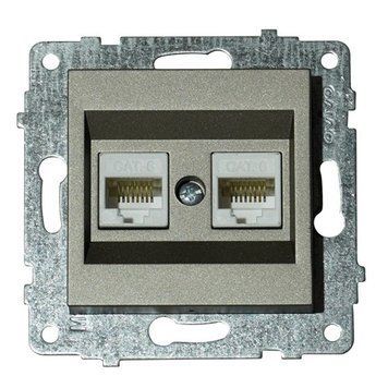 Механізм розетки комп'ютерної двійної CAT6 GRANO антрацит Ovivo Electric 600-000313-230 фото