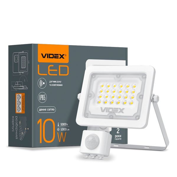 LED прожектор VIDEX F2e 10W 5000K с датчиком движения и освещенности 26263_V фото