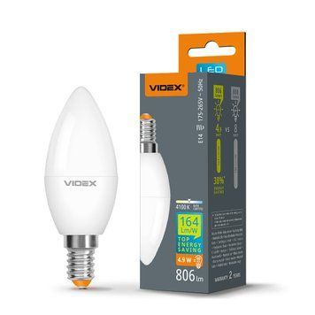 LED лампа VIDEX C37h 4.9W E14 4100K 28407 фото