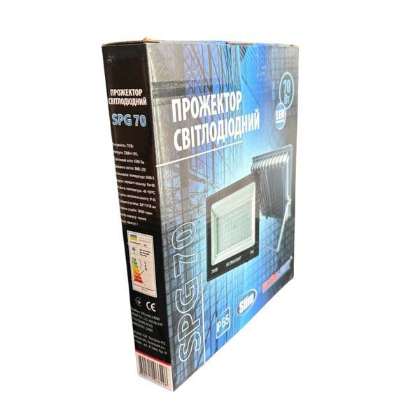 Прожектор SPG 70Вт 6400K IP65 Slim (чорний) 66298 фото