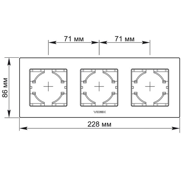 Рамка медный алюминий на 3 места горизонтальная VIDEX BINERA VF-BNFRA3H-CP фото