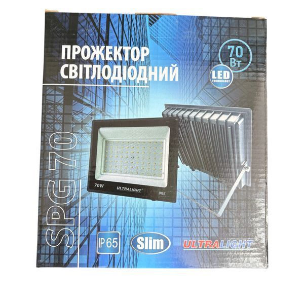 Прожектор SPG 70Вт 6400K IP65 Slim (чорний) 66298 фото