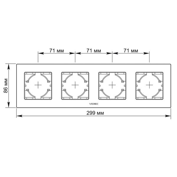 Рамка медный алюминий на 4 места горизонтальная VIDEX BINERA VF-BNFRA4H-CP фото