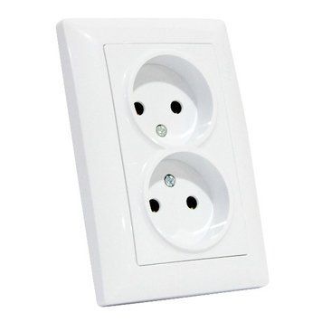 Розетка подвійна без заземлення біла TINA Horoz Electric 112-005-0018-010 фото