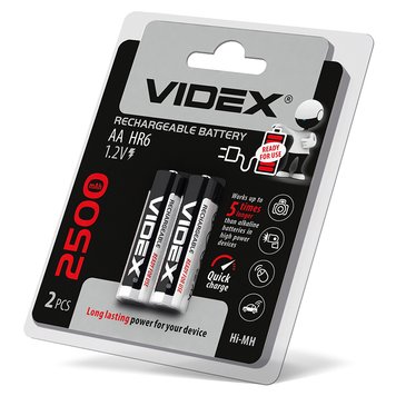 Аккумулятор Videx HR6/AA 2500mAh блистер 2шт HR6/2500/2DB фото