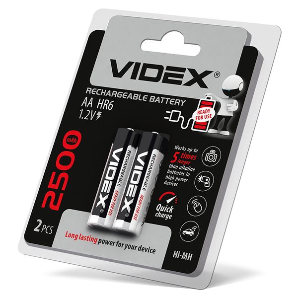 Акумулятор Videx HR6/AA 2500mAh блістер 2шт HR6/2500/2DB фото