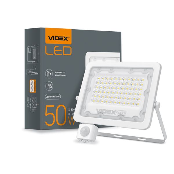 LED прожектор VIDEX F2e 50W 5000K з датчиком руху та освітленості 26266_V фото