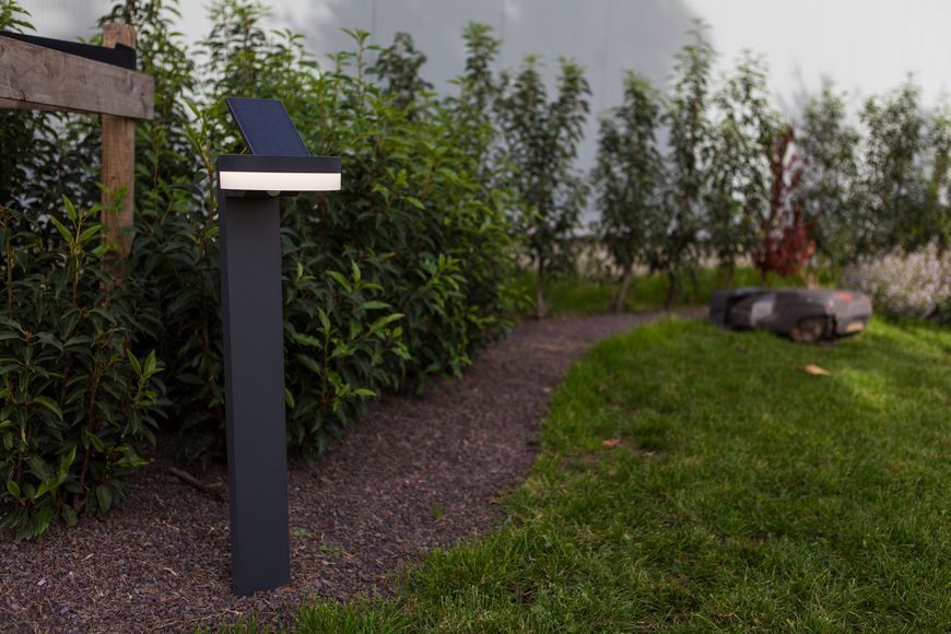 Светильник уличный столбик на солнечной панели Lutec Runda Solar Led Bollard 1 Light Pir Dark Grey 4000K Solar 6915802118 фото