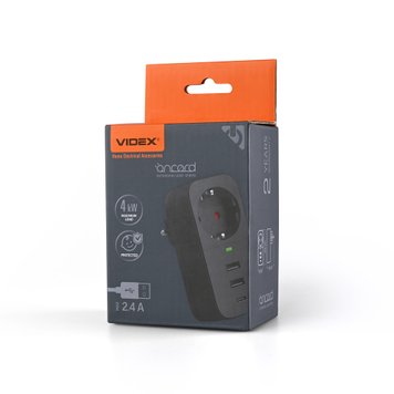 Мережевий адаптер VIDEX ONCORD з/з 1п 2.4A 2USB+USB-C Black 27698_V фото