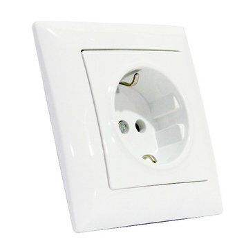 Розетка одинарна з заземленням біла TINA Horoz Electric 112-005-0009-010 фото