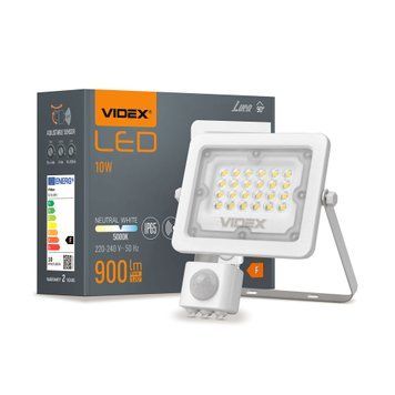 LED прожектор VIDEX F2e 10W 900Lm 5000K 220V з датчиком руху та освітленості 27541 фото