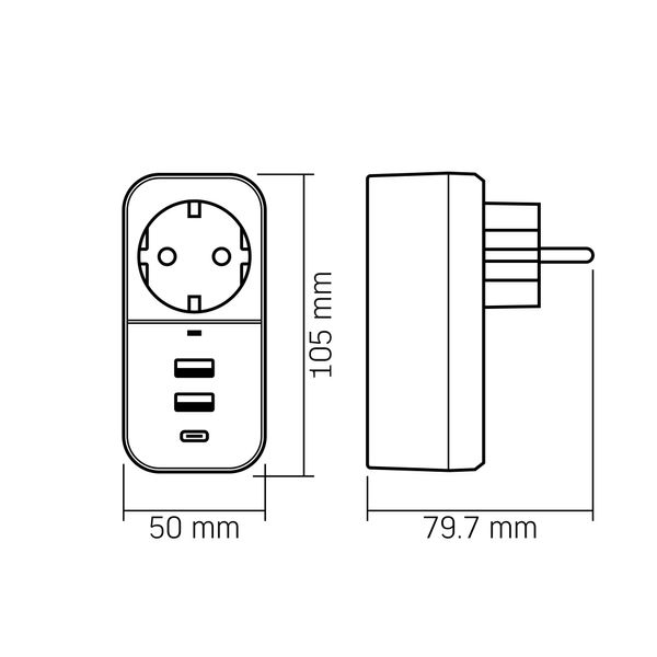 Мережевий адаптер VIDEX ONCORD з/з 1п 2.4A 2USB+USB-C White 27697_V фото