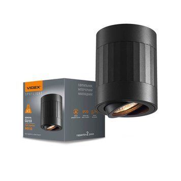 Світильник VIDEX під лампу GU10 SPF04A накладний чорний + чорна пряма лінія 26829 фото