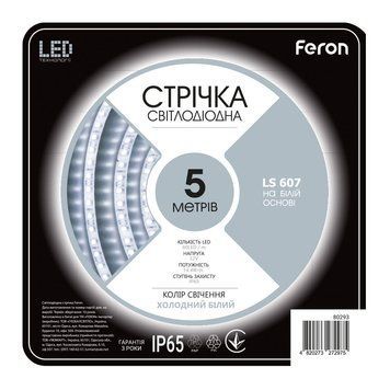 Світлодіодна стрічка Feron LS607 12В 14.4Вт/м 5500K F-80293 фото