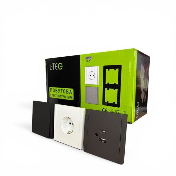 Розетка USB+ type-C чорна L-TEC LT-F-79-B фото