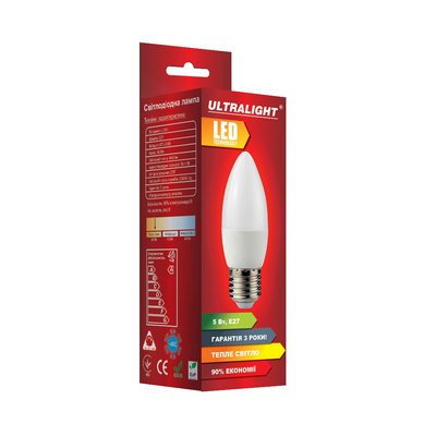 Лампа світлодіодна свічка Ultralight C37 5Вт Y E27 49129 фото
