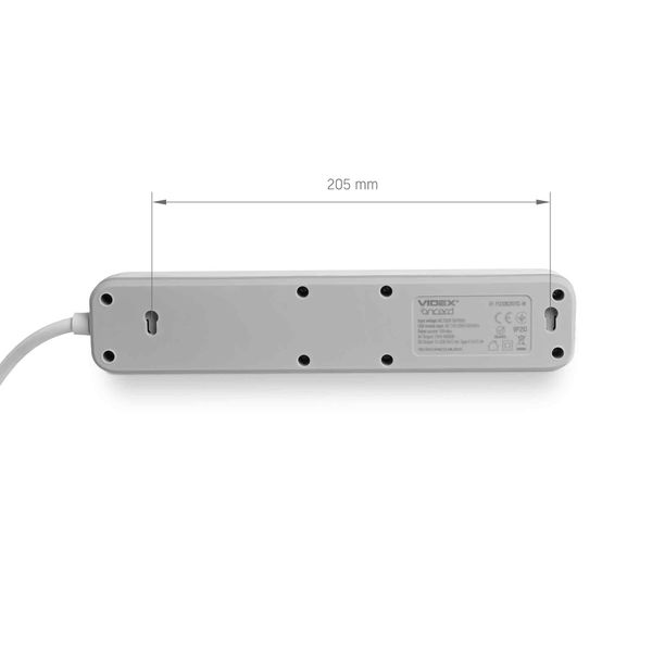 Мережевий подовжувач VIDEX ONCORD з/з 3п 3м (3x1.5мм) 2.4А 2USB+USB-C з кнопкою White 27693_V фото