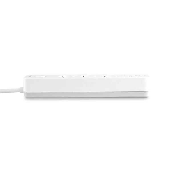 Мережевий подовжувач VIDEX ONCORD з/з 3п 3м (3x1.5мм) 2.4А 2USB+USB-C з кнопкою White 27693_V фото