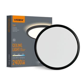 LED світильник з декоративною підсвіткою VIDEX DL5R 22W 3000K-4000K-5000K Black 28615 фото