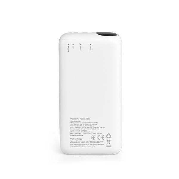 Повербанк 30000mAh VIDEX VPB-297 22.5W White 28298 фото