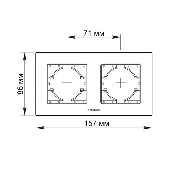 Рамка черное стекло на 2 места горизонтальная VIDEX BINERA VF-BNFRG2H-B фото