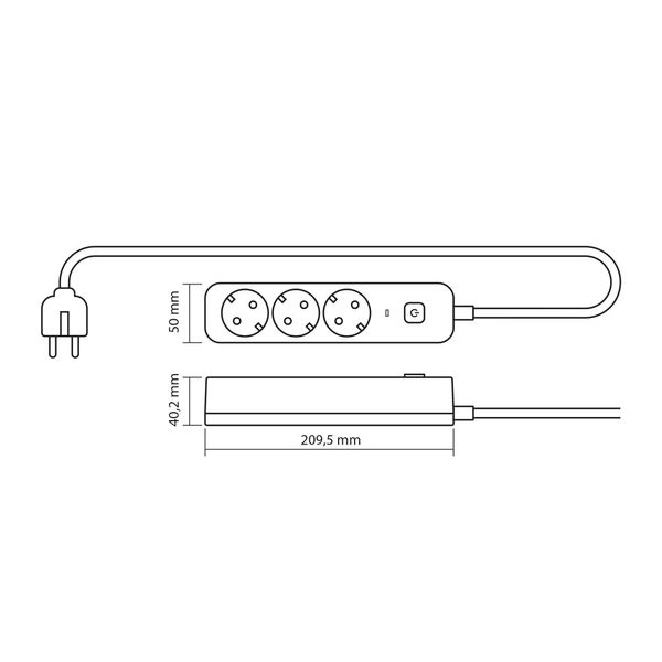 Сетевой удлинитель VIDEX ONCORD с/с 3п 3м (3x1.5мм) с кнопкой Black 27686_V фото