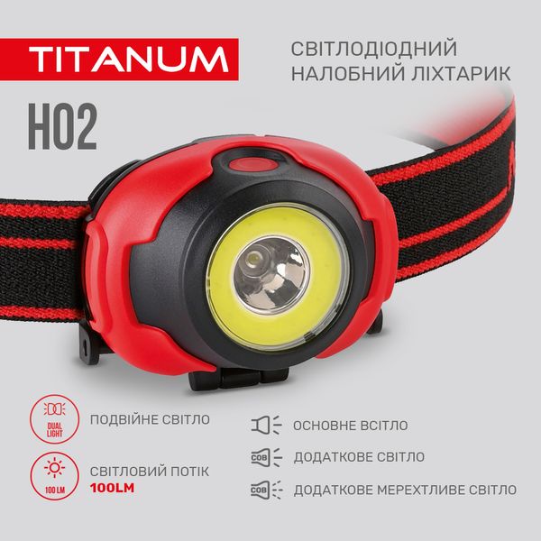 Ліхтарик налобний світлодіодний TITANUM TLF-H02 100Lm 6500K TLF-H02 фото