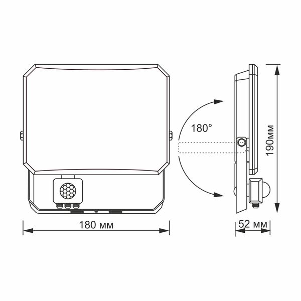 LED прожектор VIDEX F3 50W 5000K з датчиком руху 220V Black (VLE-F3-0505B-S) 27718_V фото