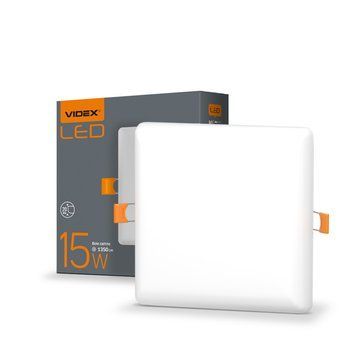 LED светильник безрамочный квадратный VIDEX 15W 4100K 25142 фото