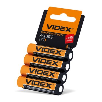 Батарейка сольова Videx R03P/AAA 4шт SHRINK CARD R03P/AAA 4pcs SC фото