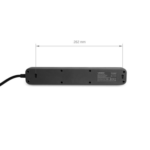 Сетевой удлинитель VIDEX ONCORD с/с 4п 3м (3x1.5мм) 3.4А USB(QC3.0) +USB-C(PD20W) с кнопкой Black 27696_V фото