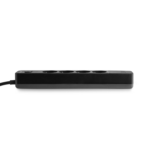 Сетевой удлинитель VIDEX ONCORD с/с 4п 3м (3x1.5мм) 3.4А USB(QC3.0) +USB-C(PD20W) с кнопкой Black 27696_V фото