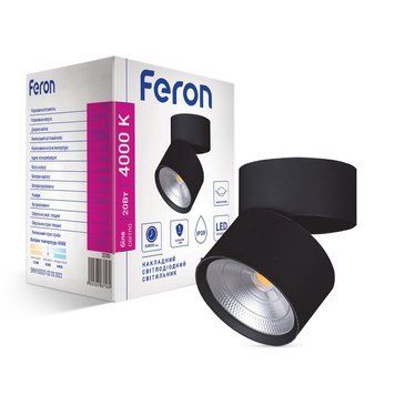 Світлодіодний накладний світильник Feron AL541 20Вт 4000K чорний F-32583 фото