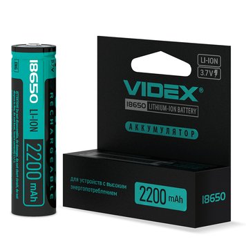 Акумулятор Videx літій-іонний 18650-P (захист) 2200mAh color box/1шт 23582_V фото