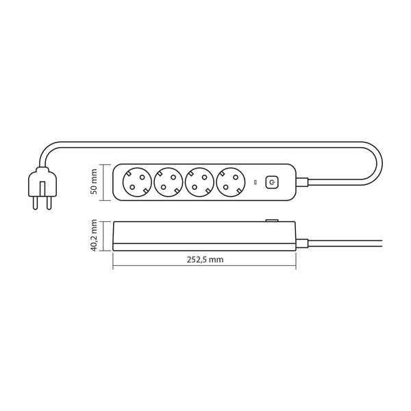 Сетевой удлинитель VIDEX ONCORD с/с 4п 3м (3x1.5мм) с кнопкой Black 27688_V фото