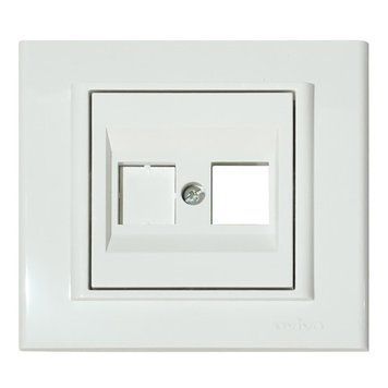 Розетка комп'ютерна без конекторів біла MINA Ovivo Electric 401-010300-233 фото