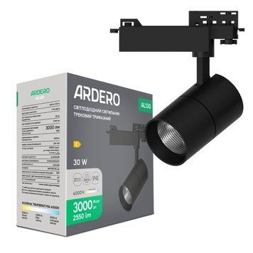 Світлодіодний трековий світильник Ardero AL130 30Вт 4000K чорний A-80992 фото